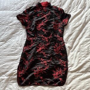 NY Collection Black and Red Floral Mini Dress